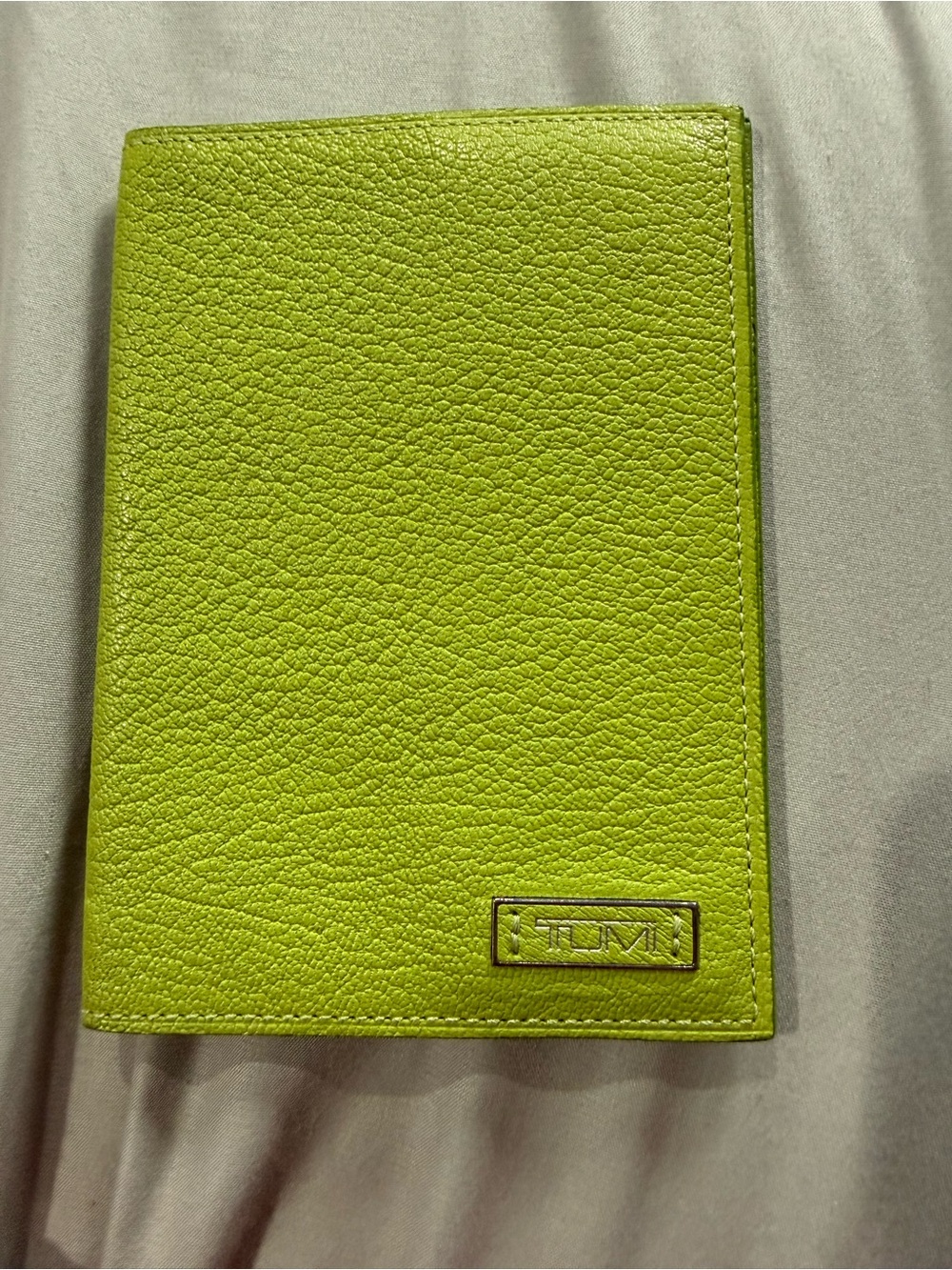Tumi Lime Green Leather Travel Passport Holder
